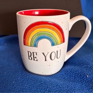 Be You Rainbow Ceramic Mug - White with Red Interior